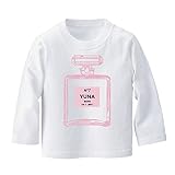 名入れ 長袖 Tシャツ [BT430] 90cm ホワイト×ピンク柄 出産祝い 誕生日 プレゼント おしゃれな 名前入り ベビー服