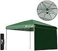 FIELDOOR 組立て簡単!! 3.0×3.0m ワンタッチタープテント 【グリーン/強化版】 G03 サイドシート1枚セット 屋根柱が8本に増強 別売りオプションパーツが豊富 高耐水加工 シルバーコーティング UVカットコーティング