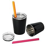 Housavvy Kids Tumbler Double-walled Stainless Steel Set of 2 -Black [並行輸入品]