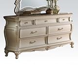 Acme家具23545 Chantelle Dresser with 7ドローワーGraniteトップ装飾メタルハードウェアエプロン彫刻とCabriole脚でパール