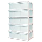 ワイド チェスト タンス 収納ケース 引き出し 5段 ホワイト／パームグリーン 日本製 MJ-W5-1WNGR