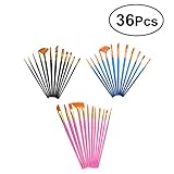 Healifty 水彩アクリル絵画のための36pcsペイントブラシラウンド先端のティッシュアーティストブラシ