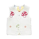 Petit Bella 両面着える 6重ガーゼベスト 新生児 キッズ 子供 スリーパー オールシーズン 年中使える 0-4歳 (66cm, きのこ柄)