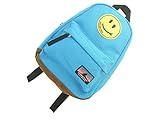 イエローフェイス(YellowFace) キッズ リュック キャンパス生地 スマイルアップリケ付き ブルー ( 1歳 2歳 3歳位 ) コットン 100% 【ラッピング無料】