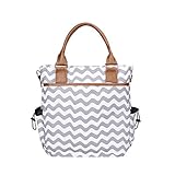Lovoski オーガナイザー　ストライプ柄　大容量　ベビーおむつ　マザーズバッグ　取替えパッド付　実用的　全2色 - グレー