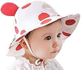 【LudusFelix】ベビー ハット 帽子 uvカット あご紐 コットン 赤ちゃん 男の子 女の子 子供　男女兼用 ドット うさぎ　全2色 (ピンク)