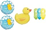 loonballoon Yellow Duck Polka Dots it 's A Boyベビーシャワー( 9 )マイラーラテックス&バルーンセットD