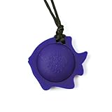 Silicone Teething Nursing Breastfeeding Sensory Necklace - Fish (Navy) by Bitey Beads