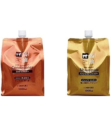 Amazon | 熊野油脂 馬油シャンプー & コンディショナー 保湿成分,高 各