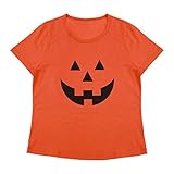 Domybest 親子服 Tシャツ 大人 半袖 オレンジ色 春 夏 母親 父親 ハロウィン風 カボチャ柄 超柔らかい パーティー 旅行 家族写真 プレゼント カジュアル シンプル