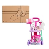 Just Play ディズニー ジュニア ミニーマウス Sparkle 'N Clean トロリー 21インチ 11ピース ごっこ遊び 子供用 おもちゃ 対象年齢3歳以上