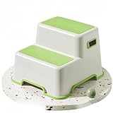 Kaziro 踏み台 子供 子ども 2段 二段 ステップ台 幼児 こども トイレ おしゃれ 耐荷重90kg 少々濡れても滑りません 子ども用ステップスツール 赤ちゃん用トイレ踏み台 洗面台用階段 子ども用フットスツール 小型椅子 スタンドスツール (グリーン)