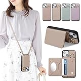 iPhone 12 ケース 手帳型 カバー 肩掛け iPhone 12Pro ケース 手帳型 おしゃれ 女性 iPhone 12ケース 手帳型 鏡付き リング付き iPhone 12 プロ 手帳型 携帯カバー かわいい ストラップ iPhone 12 ケース 手帳型 ミラー付き iPhone 12pro スマホケース 手帳型 カード収納 スタンド機能 軽量(ベージュ)