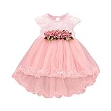 YAYUYAO 子供ドレス ベビー服 幼児 赤ちゃん 女の子 夏 花 ドレス パーティー ウェディング チュール ワンピース スカート 洋服 ベビー服 最新 0-24ヶ月 プリンセス (ピンク, 90