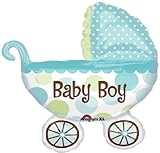 loonballoon It 's A Boyブルー水玉Carriageバギー31インチベビーシャワーパーティーMylar Balloon