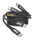 USB C to C コード Type C 充電ケーブル 1M 240W PD3.1 対応 ナイロン編み 超急速充電 480Mbpsデータ転送 C to C ケーブル MacBook iPad iPhone Samsung Galaxy 対応 ブラック 1本