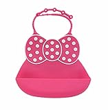 食品キャッチャーポケットカラービブピンク防水ソフトベビーよだれかけ