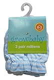 grwobaby Infant Mitten 新生児用(0~3カ月)ミトン ジャージー地綿100%,3枚セット ブルー 23533