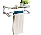 Rozin 浴室 お風呂 用品 ホルダー バスケット 化粧品収納ラッククロムめっきタオル掛け