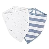 [正規輸入品](エイデンアンドアネイ)aden+anais　モスリン バンダナビブ よだれかけ 2枚入り/B.ブルー