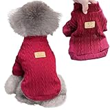 Tengcong 犬服 犬用 セーター 春 秋 冬 ニット 犬用コスチューム 犬用セーター 犬服 洋服 猫 ドッグウェア 防寒着 暖かい 可愛い おしゃれ 小型犬 中型犬 (M, ワインレッド)