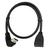 Maxhood L字型HDMI延長ケーブル、4K HDMIメス-オス延長ケーブル、 HDMI 2.0ゴールド金メッキ端子 60Hz 4K＊2K ハイスピード HDMI L字型 3D HDMIケーブル 60cm(HDMI 下向き)