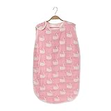 Petit Bella ベビー 6重ガーゼスリーパー パジャマ 寝袋 綿 子供 赤ちゃん プレゼント 出産祝い 雲柄 水玉柄 ドット ハート柄 (M, スワン柄)
