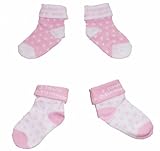 Baby Girls Cute Socks 2 Pairs - Pink & White 'I Love Daddy' (3-6 Months - UK 3-5) by Baby Best Buys