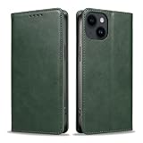 QUEASON【iPhone 14 用 ケース 手帳型】マグネット式 いphone14 用 ケース スタンド機能 あいふぉん14 用 スマホケース カード収納 アイフォン14 用 スマホケース 耐衝撃 落下防止 防塵（グリーン）