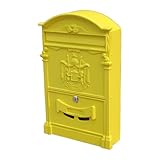 ポスト 郵便受け レトロ イエロー【幅25.5×奥行8.5×高41cm】 INK-1501025H
