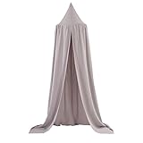 EZBUY キッズベッドキャノピードーム　プレイテント,コットンリネン　蚊帳　子供の寝室用,ベビールーム装飾,室内室外用のウィグワム,子供の家　高さ240cm (グレー)