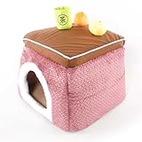 ねこのこたつ 可愛いおもちゃ付き 猫用こたつ ねこ こたつ 小型犬 ネココタツ ペット ペットベッド 2WAY オールシーズン (ローズレッド)