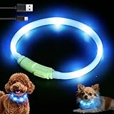 LaRoo 光る首輪 犬 【明るさUP 60%】犬 散歩 ライト LED 充電式 小型犬 ペット用品 事故防止 サイズトリミング可能 超軽量 簡単着脱 おしゃれ (ブルー 35cm)