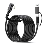USB-C/A VR対応 ケーブル PD対応60W/3A急速充電 【5m・L型 VR 4K@60Hz映像出力 USB3.2Gen1標準 5Gbpsデータ転送】Type-C機種対応 E-Marker Oculus Quest 2 / Quest 1 / Rift S/VR対応 (5M)