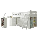 鏡面エナメルシステムデスク ロフトベッド Aries(アリエス) 引手タイプ アウトレット品 新中古品 国産/日本製 デスク付き 学習机 ホワイト (引手タイプ)