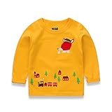 PANCY 子供服 春秋 長袖 Tシャツ キッズ トレーナー 丸い襟 男の子 女の子 可愛い 動物柄 くま きつね うま(120cm,イエロー きつね)