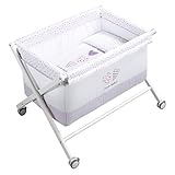 PETIT PRAIA Juliette 100 Percent Printed Soft Cotton Crossed Wooden Bassinet (50 x 80 x 72 cm, White