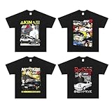 頭文字D Tシャツ 半袖 インナーシャツ T-Shirt イニシャルd Dae86 藤原拓海 コスプレ衣装 かっこいいシャツ BLACK WHITE 夏服 プリント 綿製 トップス ファッション カジュアル 男女兼用 (ブラック番号6,4XL) [並行輸入品]