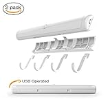 USB充電式人感 センサーLEDライト、SUPERNIGHTモーションセンサークローゼットライト、フック付き人体センサーライトキャビネット/読み取り/机/キッチン/寝室、パック2