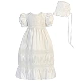 Angels Garment Baby Girlsホワイトポリ玉糸ルーシュレース洗礼ドレス3 – 18 M カラー: ホワイト