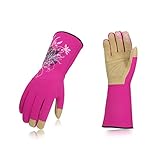 Vgo.ガーデニンググローブ 園芸作業手袋 女性用 1双入(Size S/M/L)(Red/Green)