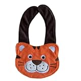 (スマイル ワキキ)Smile YKK 赤ちゃん ベビービブ よだれかけ キャラクターエプロン 食事用 新生児 スタイコットン 防水 動物シリーズ 虎 オレンジ