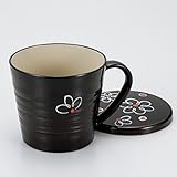 会津漆器 レンジ蓋付マグカップ 溜 花 ［ 9.5 x 8.2cm ］ 【 レストラン カフェ 洋食器 飲食店 業務用 】