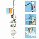 HRS 浴室収納 ラック コーナーラック お風呂 つっぱり段 高さ115~310cm 浴室 シャンプー ラック 浴室用ラック 収納 コーナー 棚 タオル シャンプー 置き 突っ張り バス お風呂場 キッチン トイレ つっぱり 収納 棚 シャ