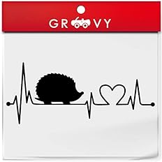 Amazon ハリネズミ ハート 心電図 ステッカー 開運 幸運 お守り かっこいい かわいい おしゃれ 車 ブランド アウトドア シール おもしろ グッズ 防水 エンブレム アクセサリー ブランド 雑貨 1260 ブラック ステッカー デカール 車 バイク