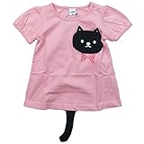 【春夏対応】 CHEEK ROOM(チイクルーム) 製品洗い加工済み42/2天竺半袖ねこTシャツ 95cm/PK NO.B-480108
