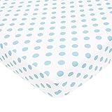 American Baby Company 100% Cotton Flannel Fitted Crib Sheet, White with Blue Dot, 28 x 52 by America