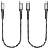 SUNGUY USB Type C ケーブル 0.3M 【2本組】 PD対応 60W 急速充電 USB C to USB C ケーブル 短い Type C to C USB2.0データ転送 iPhone17/16/15シリーズ、Galaxy S25/S24、iPad Pro/iPad air/MacBook Air/MacBook Proなどのタイプｃ機種に対応 30cm グレー