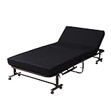 山善(YAMAZEN) 組立て不要の高反発折りたたみベッド シングル ブラック PNBB-2S(WBK)R K