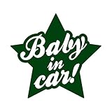 星型 Baby in car カッティング ステッカー ダークグリーン 深緑